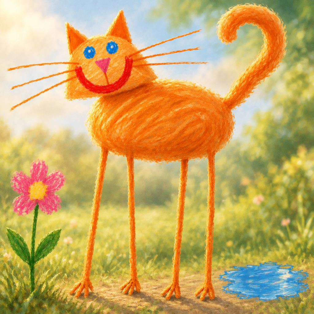 A cat illustration of the kind made into an enamel pin