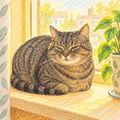 A cat illustration of the kind printed on a mug